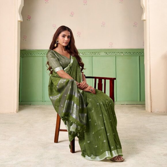 LINEN SILK SAREE - Picture 9 of 12